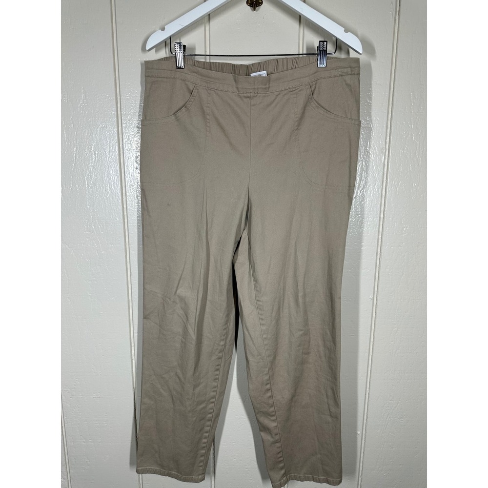 Just My Size Pants Women 1X Tan Khaki Pull On Elastic Waist Cotton Blend 7537